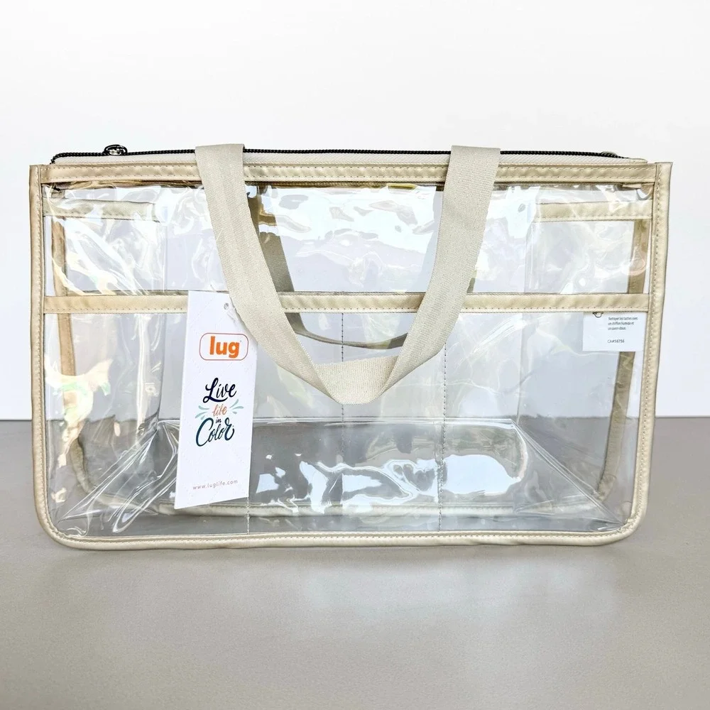 NWT Lug Catcher Clearview Cosmetic Tote Bag Metallic Champagne (Gold) Travel - Picture 4 of 8